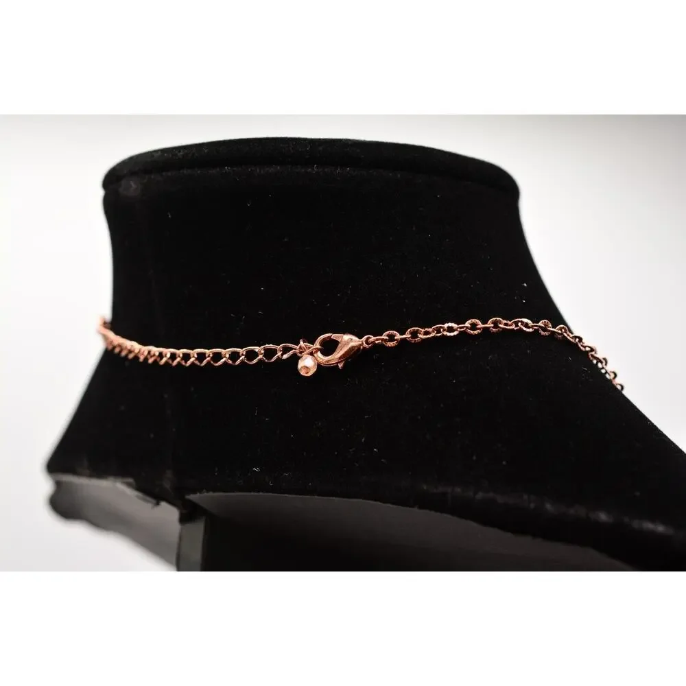 Avon Vintage Cabochon Necklace Pink Crystal Collar Rose Gold Signed 1980s Bin4A